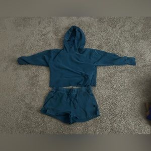 Blue hoodie and short set